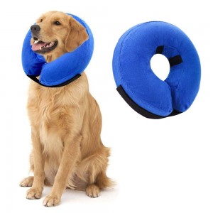 Meidong Inflatable Comfy Cone for Dogs Cats Protective Soft Pet Recovery Collar After Surgery Prevent Dogs from Biting & Scratching